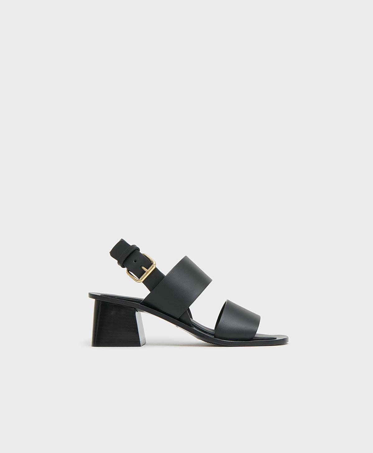 Double Strap Heeled Sandal - Black