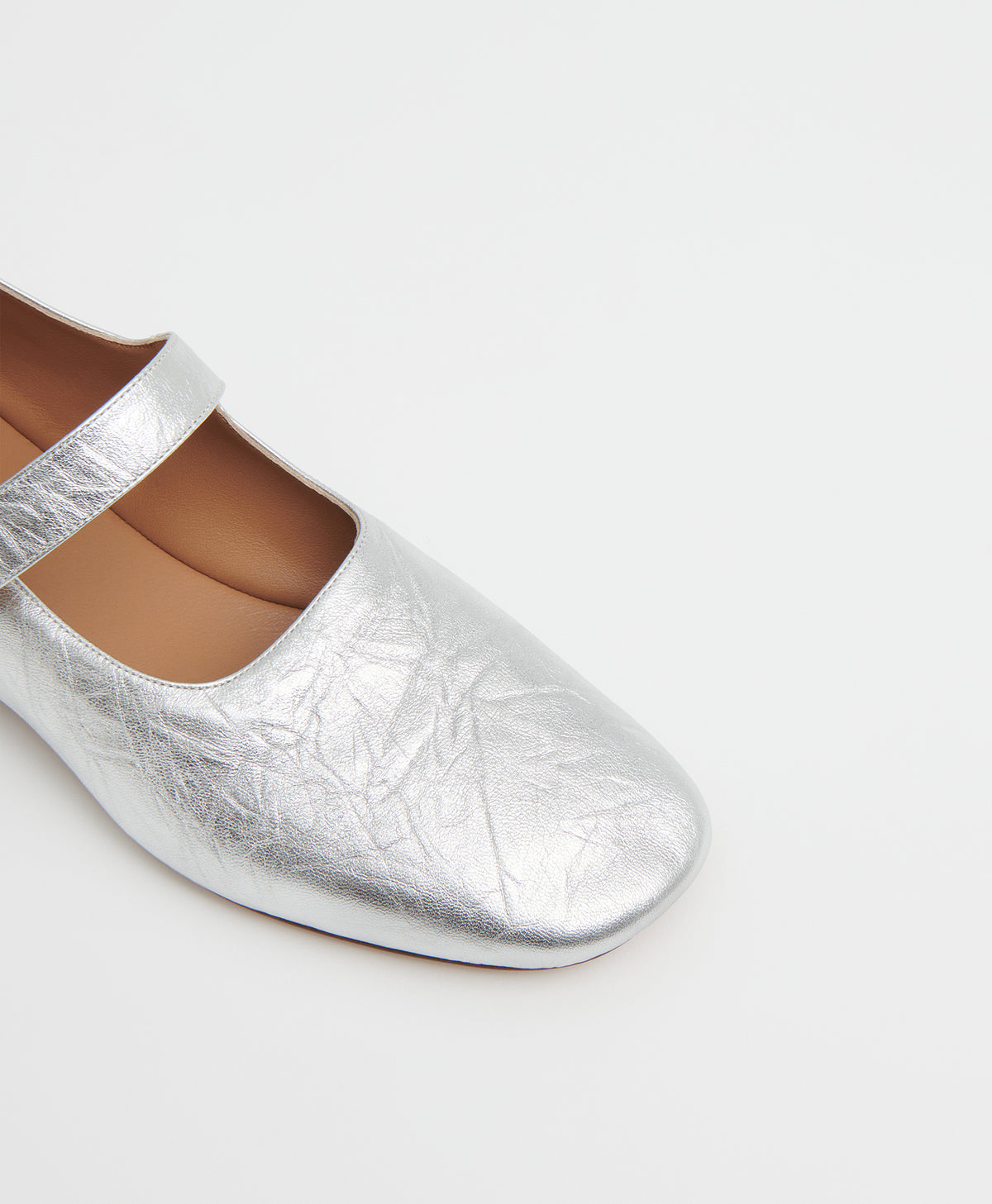 Glove Mary Jane - Crinkled Silver