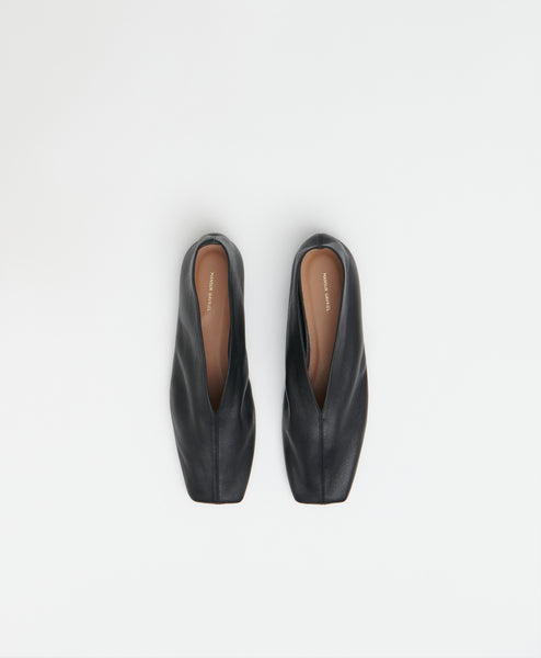 【MANSUR GAVRIEL】ストローバレリーナシューズ Square Soft V - Black