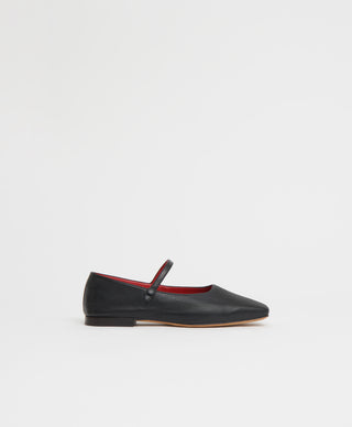 Square Toe Mary Jane  -  Black/Flamma