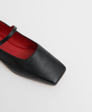 Square Toe Mary Jane  -  Black/Flamma