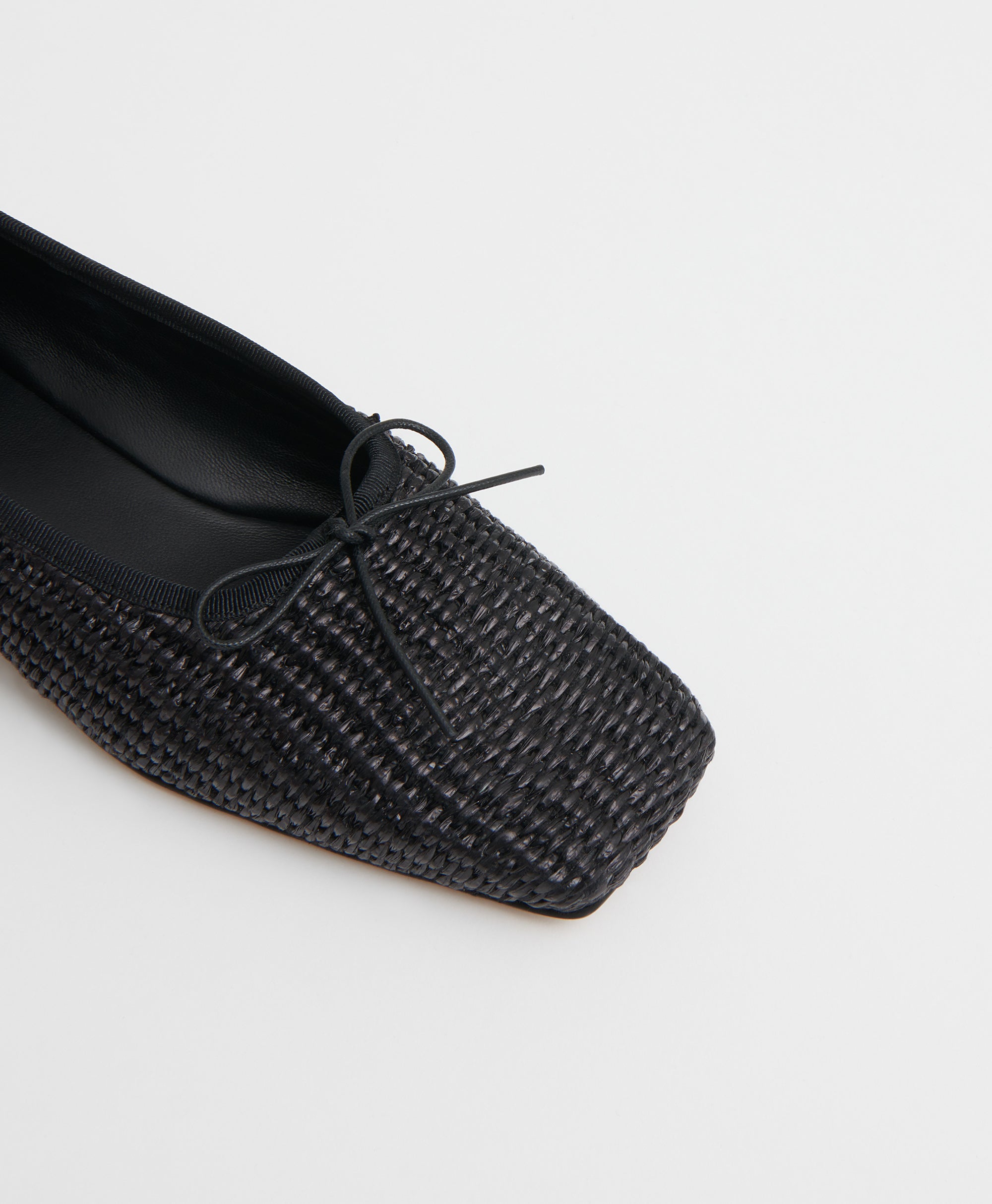 Raffia Square Toe Ballerina - Black Raffia - View 2