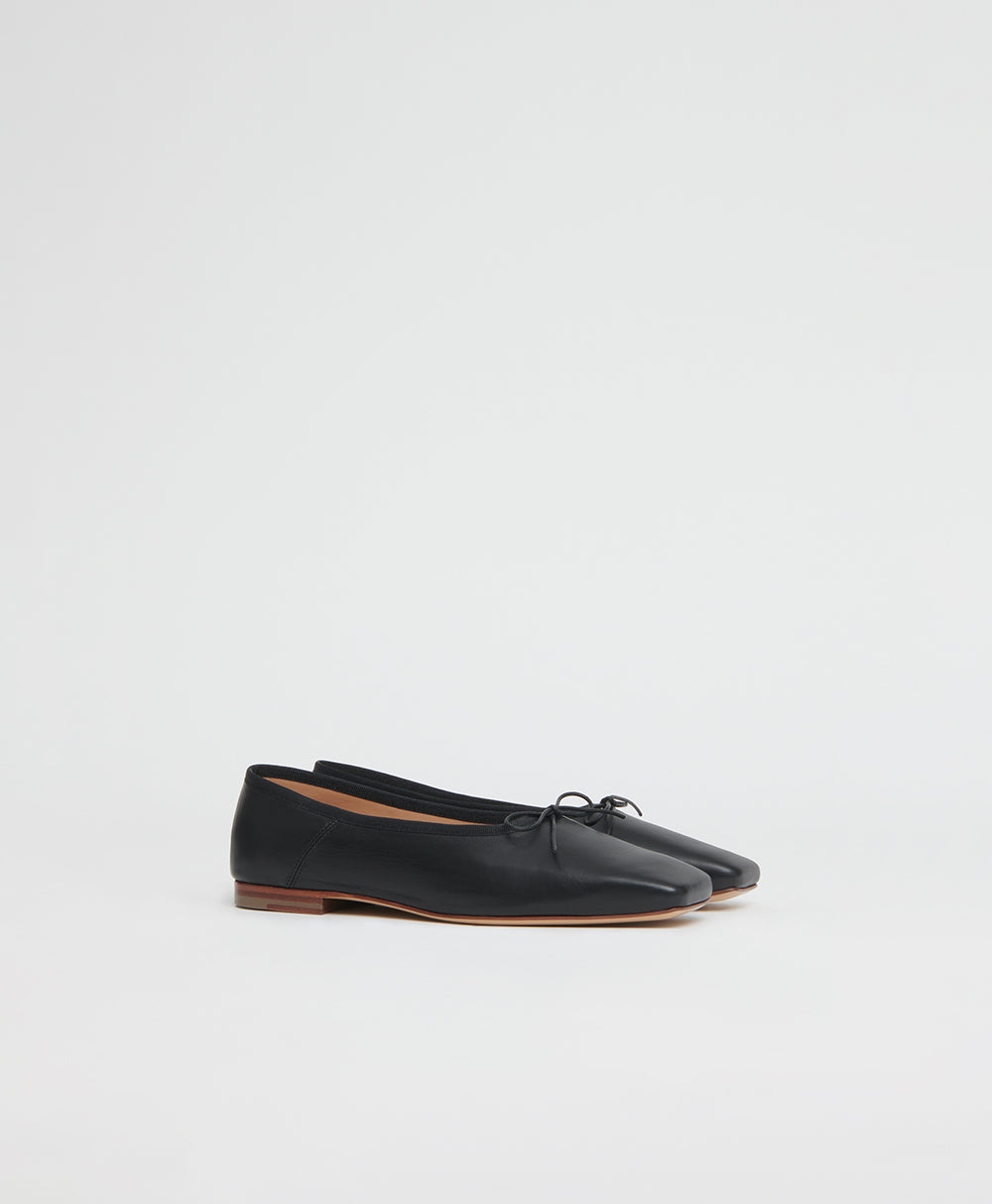 Square Toe Ballerina  -  Black