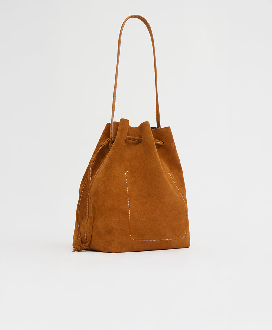 Drawstring Cabas - Saddle Suede view 2