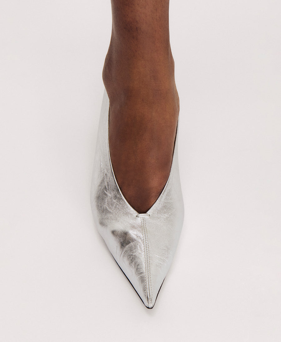 Kiki Heel - Crinkled Silver view 2