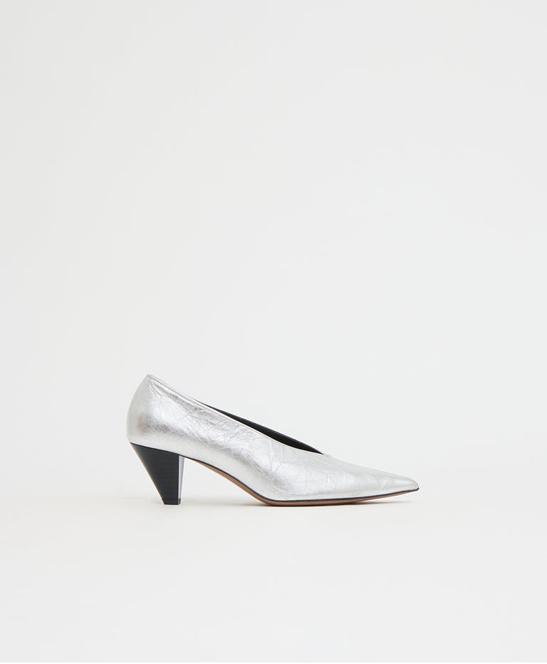 Kiki Heel - Crinkled Silver