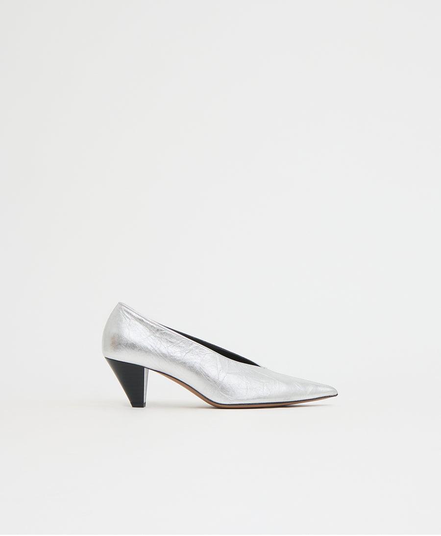 Kiki Heel - Crinkled Silver view 1