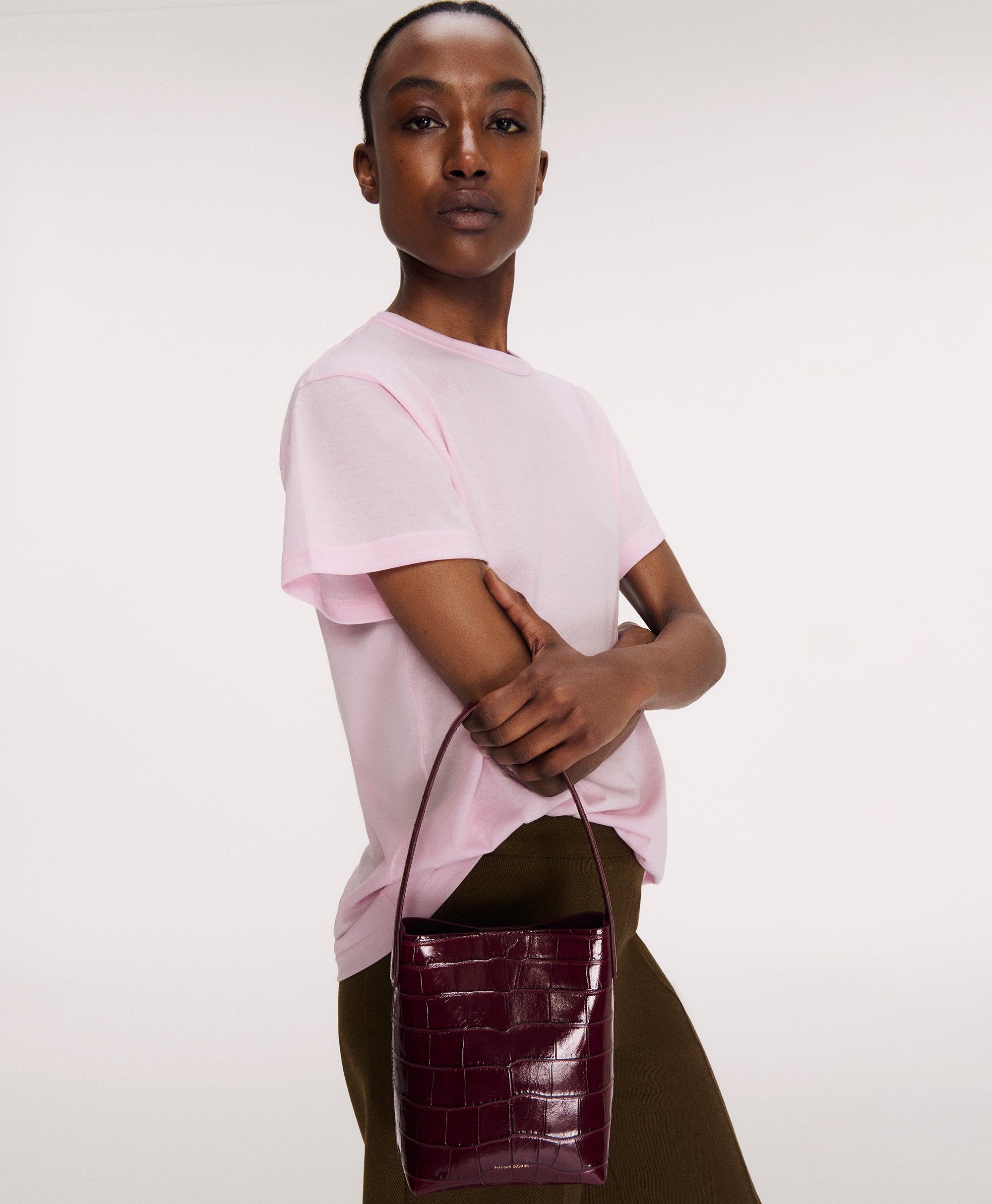 Mini Everyday Cabas - Oxblood Croc
