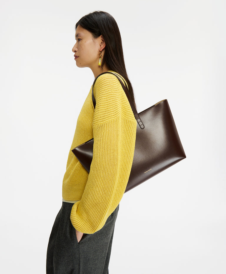 Small Zip Tote - chocolate on model