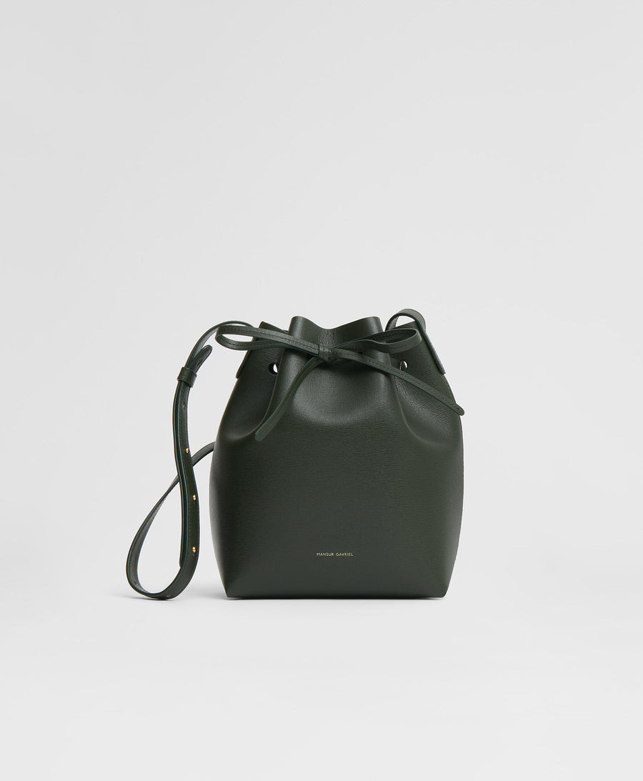 Mansur Gavriel Mini Saffiano Leather Bucket Bag In Ocean