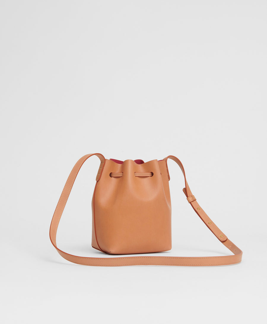 Mansur Gavriel Mini Mini Saffiano Leather Bucket Bag In Blu