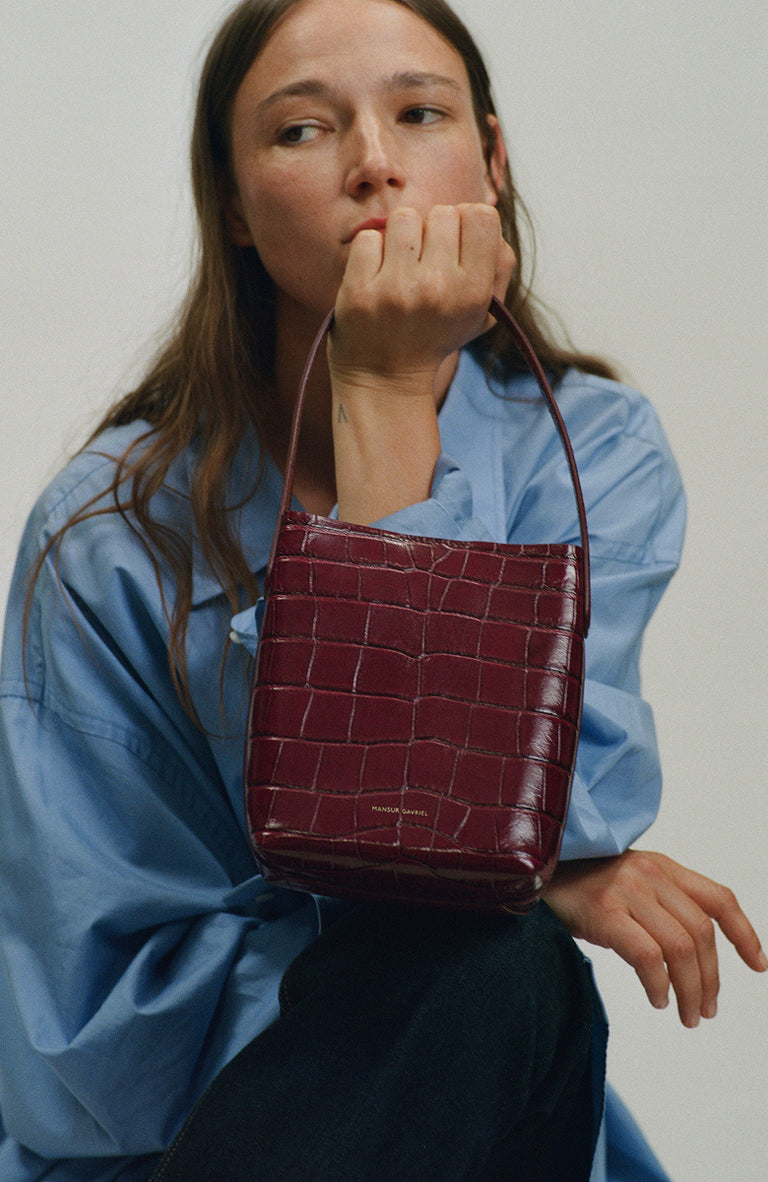 Mini Mini Everyday Cabas - Oxblood Croc