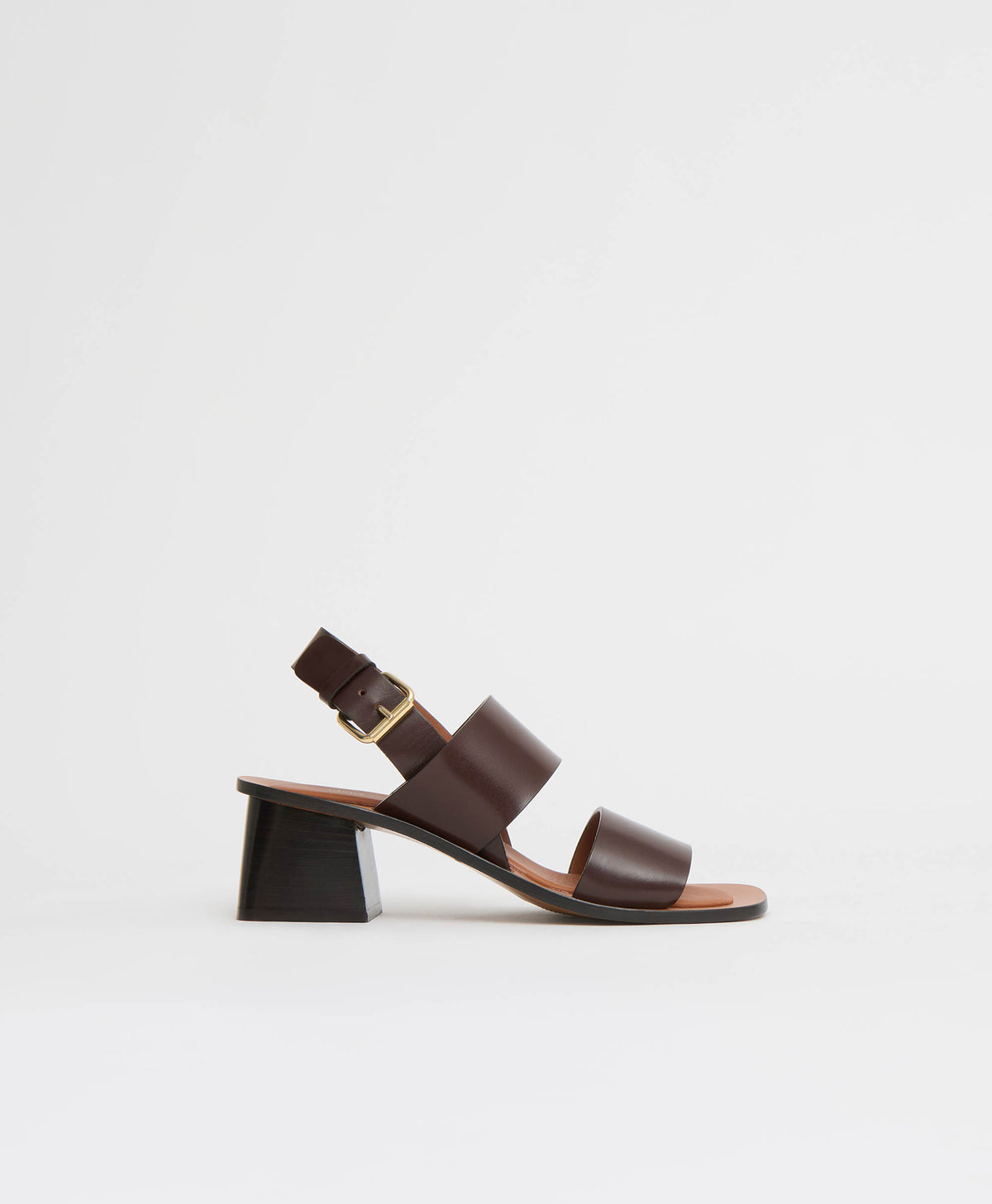 Double Strap Heeled Sandal Chocolate