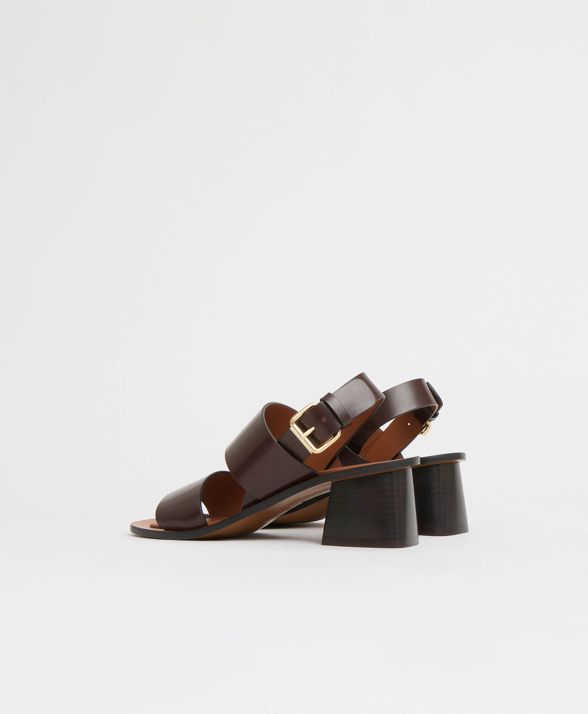 Double Strap Heeled Sandal - Chocolate