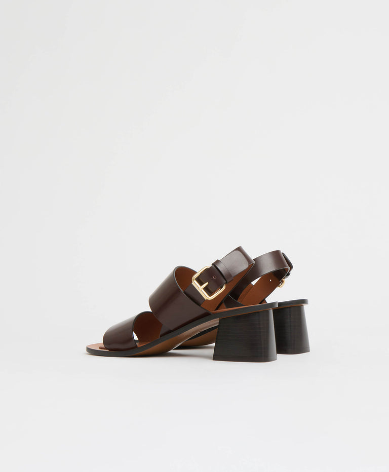 Double Strap Heeled Sandal - Chocolate
