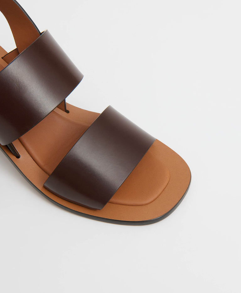 Double Strap Heeled Sandal - Chocolate