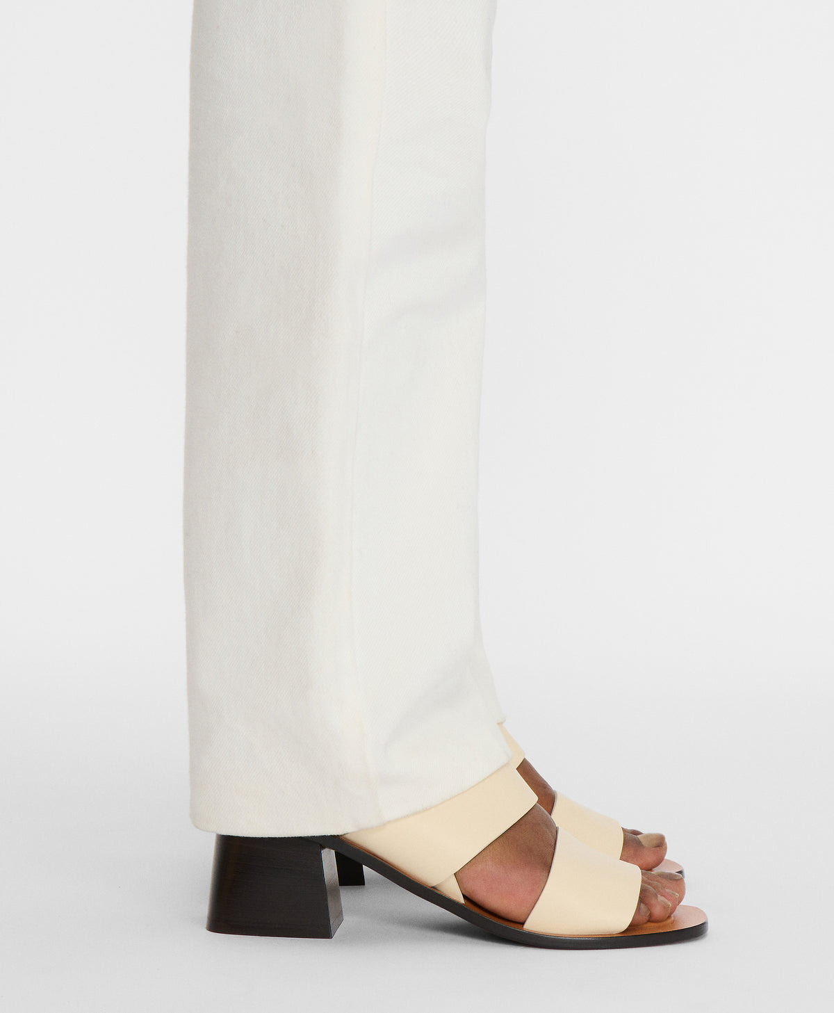 Model wears the Double Strap Heeled Sandal in Jasmine