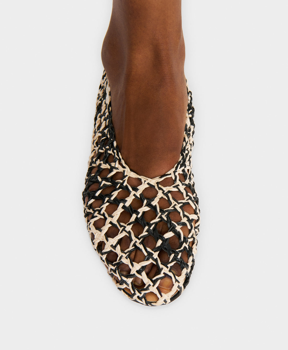 On model image of the Woven Ballerina in Black/White
