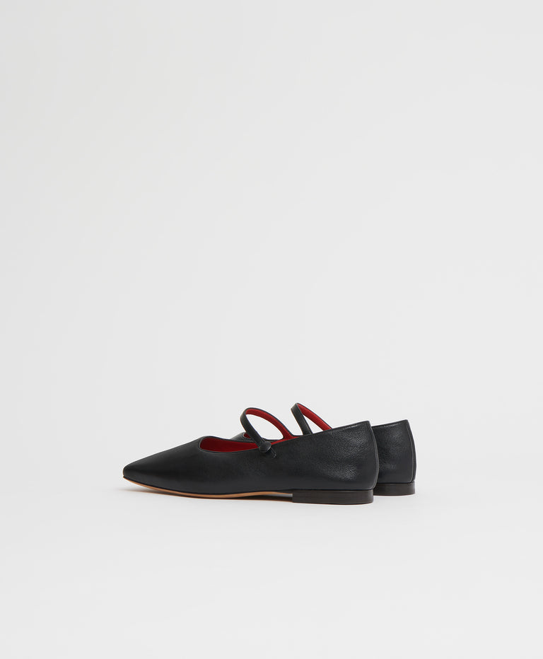 Square Toe Mary Jane  -  Black/Flamma
