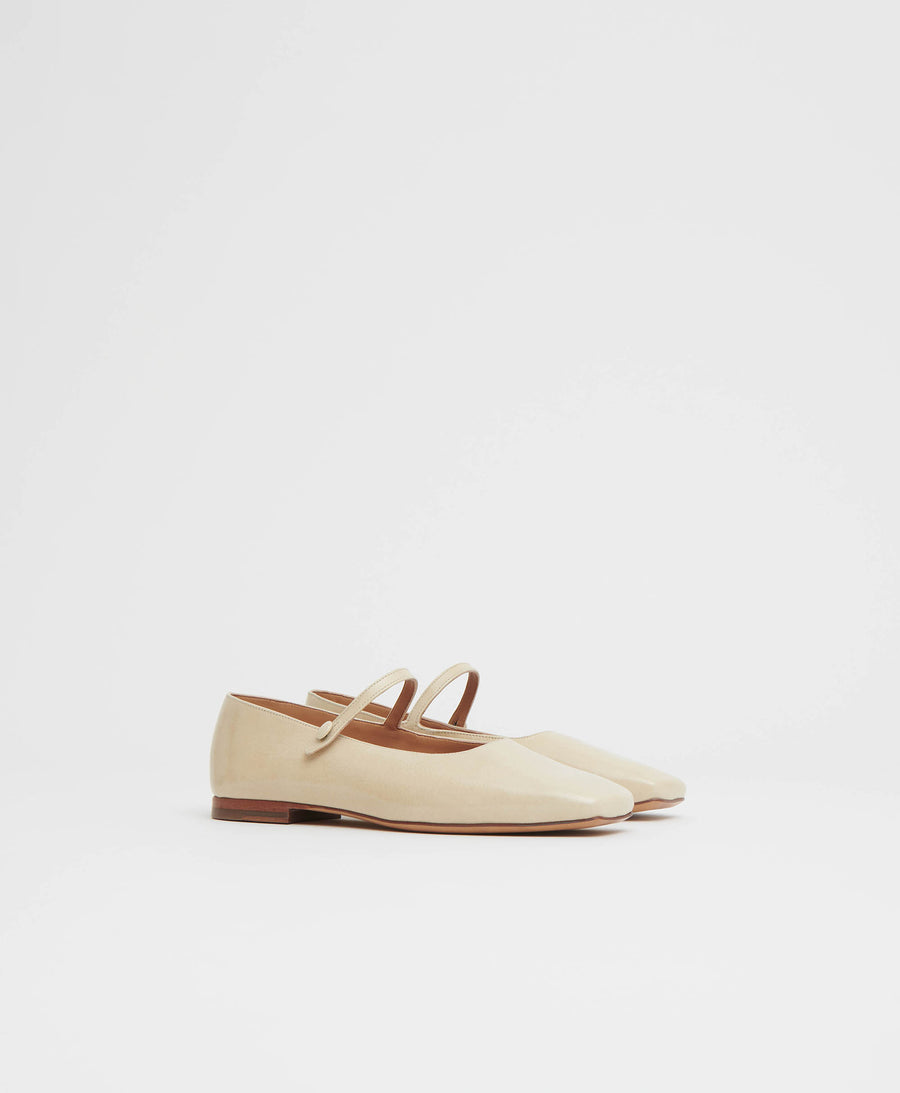 BOW MARY JANE FLAT IN BLACK NAPLAK LAMBSKIN