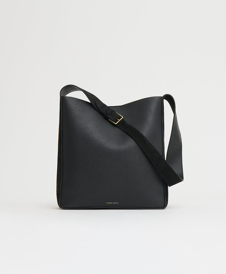 Box Tote - Black/Black Suede