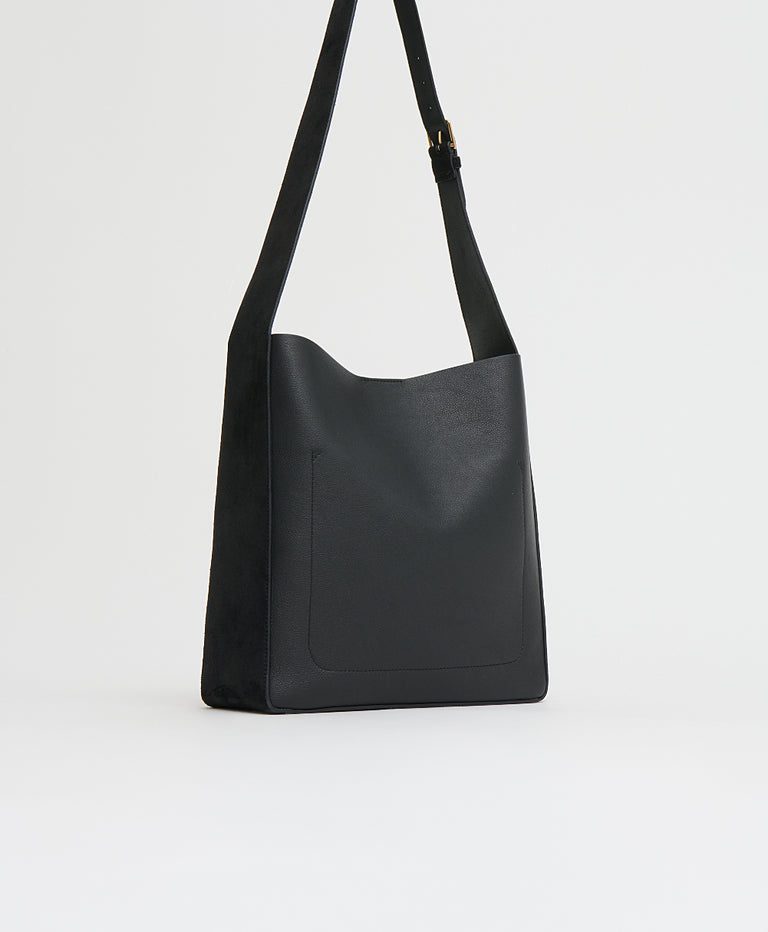 Box Tote - Black/Black Suede