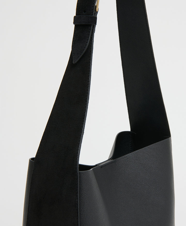 Box Tote - Black/Black Suede