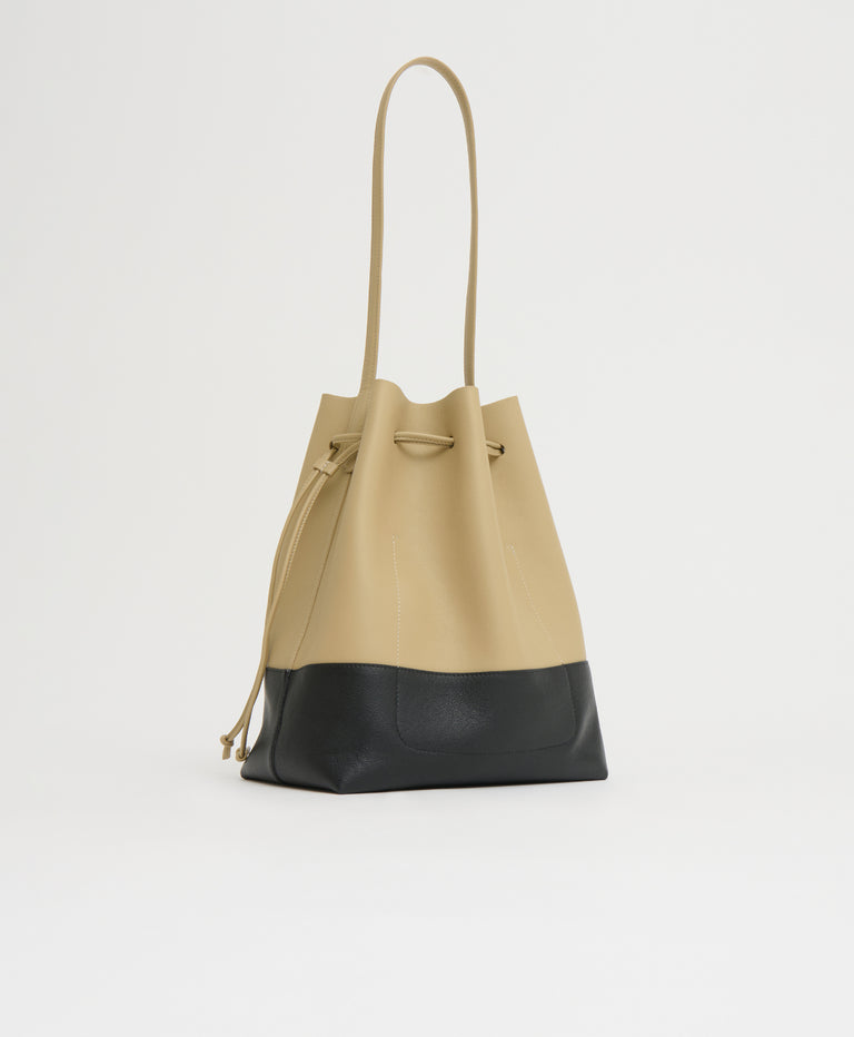 Drawstring Cabas - Khaki/Black