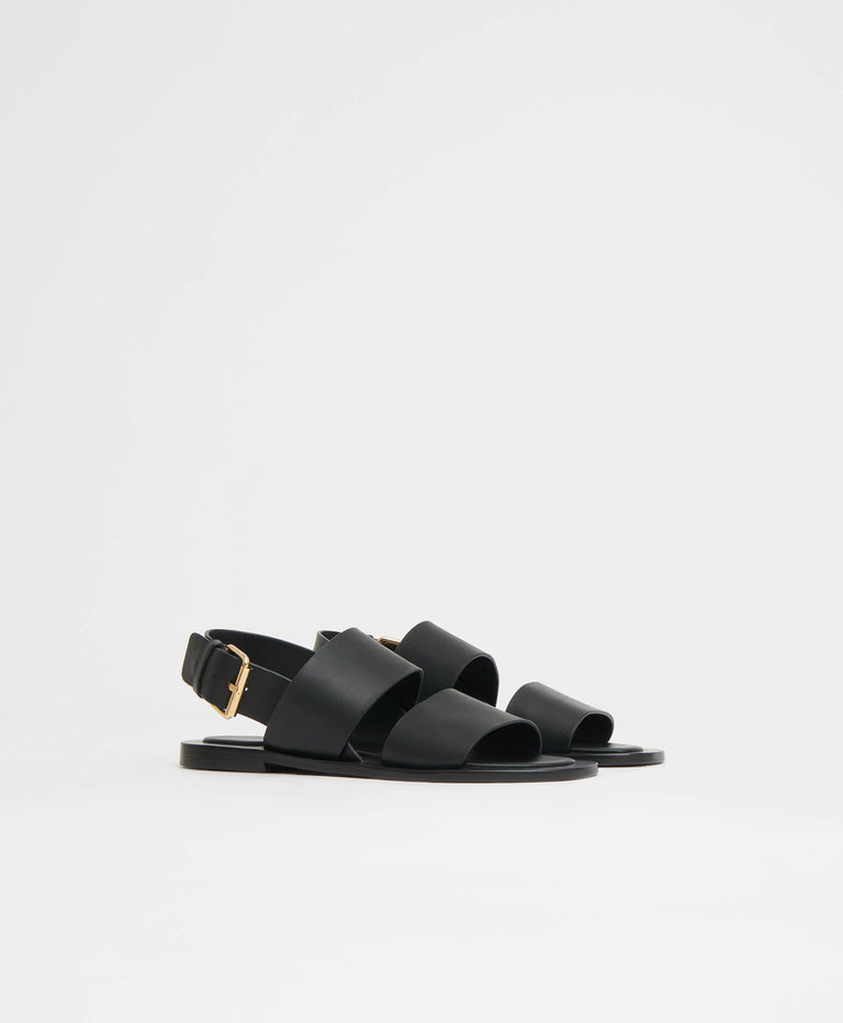 Double Strap Sandal  -  Black