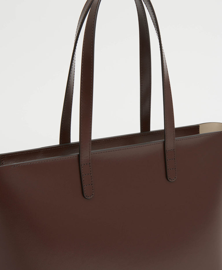Small Zip Tote  -  Chocolate/Warm Grey