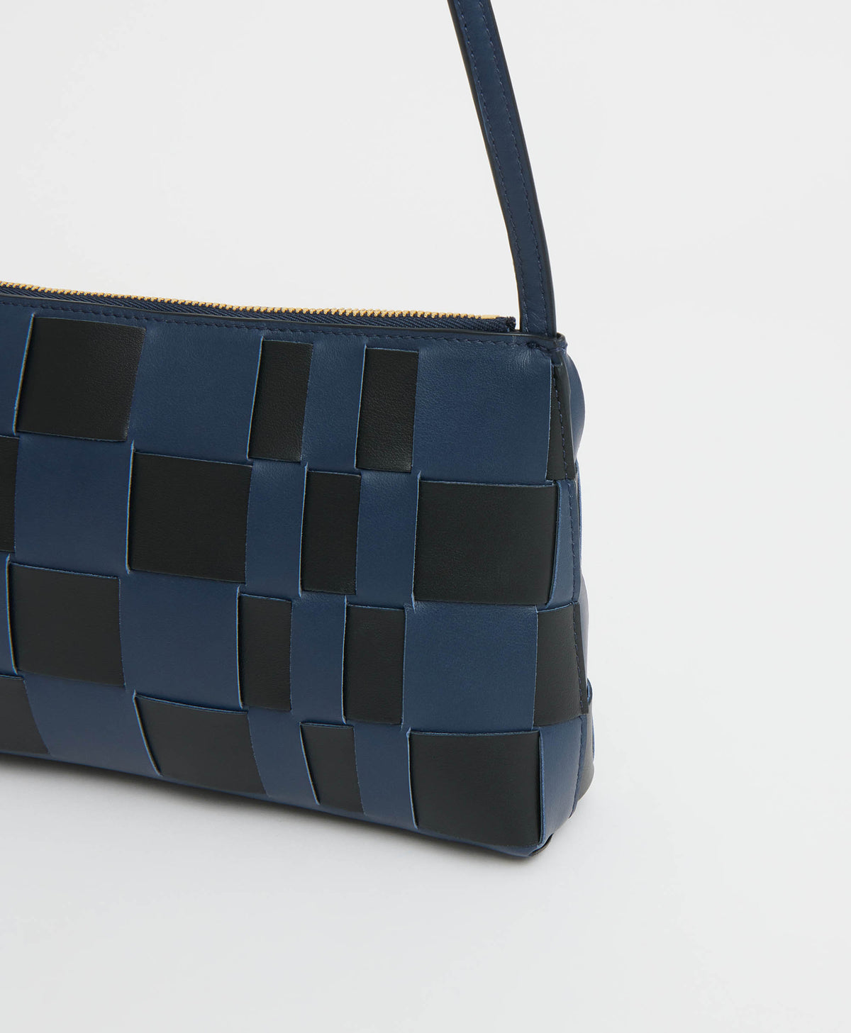 Woven Gaia Shoulder Bag - Blue/Black