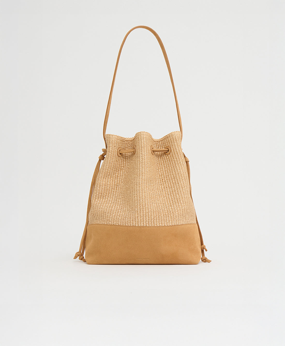 Mansur Gavriel Drawstring Cabas - Natural Raffia/Budino Suede