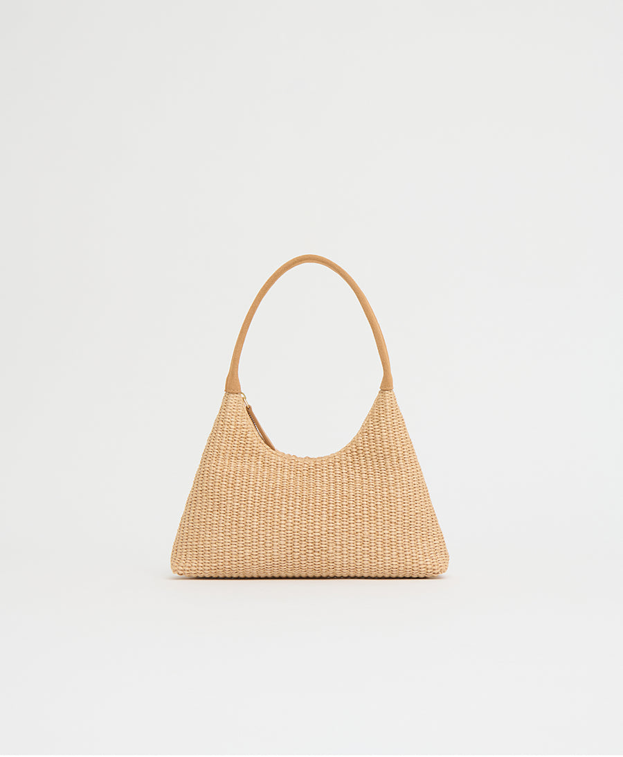 Mini Candy Bag - Natural Raffia/Budino Suede view 1