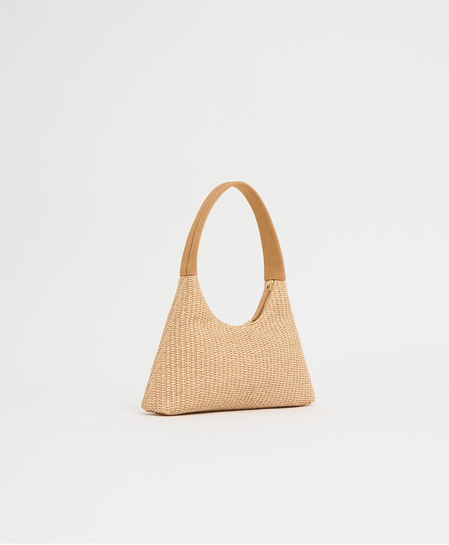 Mini Candy Bag - Natural Raffia/Budino Suede view 2