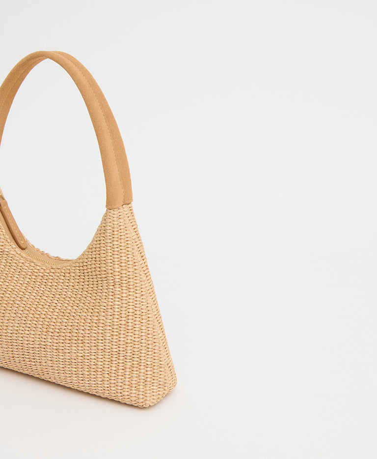 Mini Candy Bag - Natural Raffia/Budino Suede