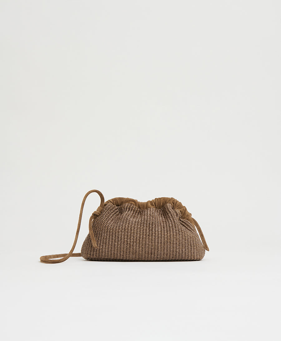 Mini Cloud Clutch - Anise Raffia/Anise Suede view 1