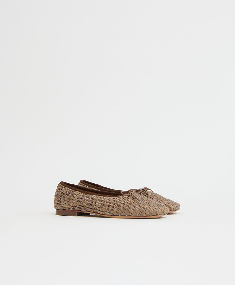 Square Toe Ballerina - Anise Raffia