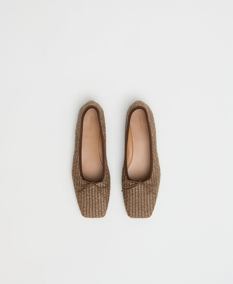 Square Toe Ballerina - Anise Raffia