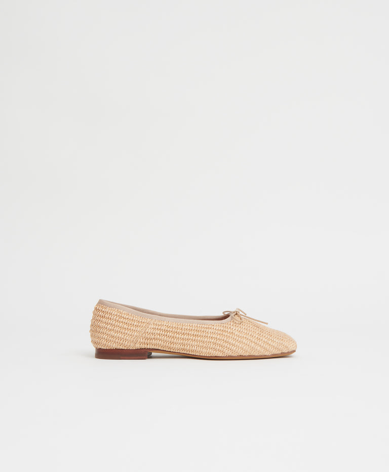 Square Toe Ballerina  -  Natural Raffia