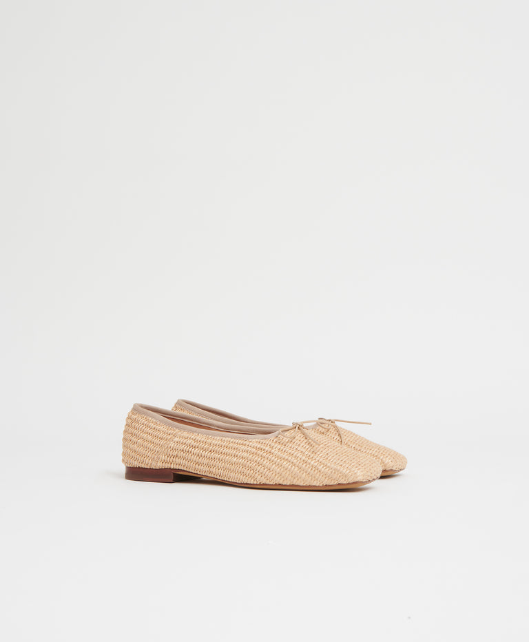 Square Toe Ballerina  -  Natural Raffia