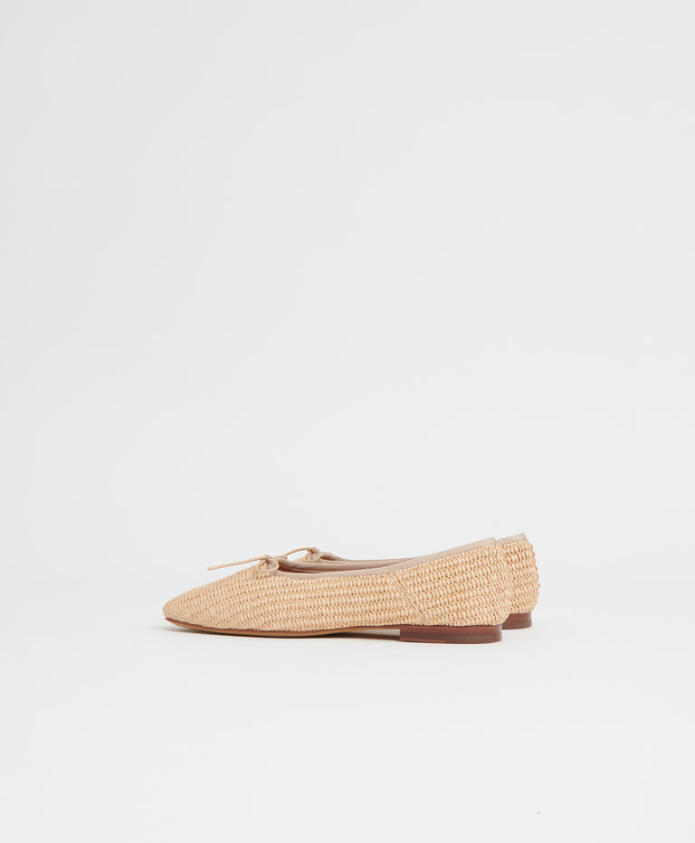 Square Toe Ballerina  -  Natural Raffia