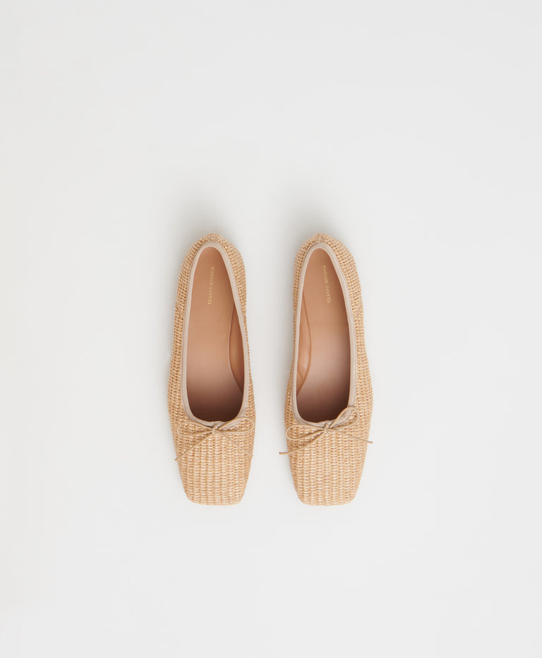 Square Toe Ballerina  -  Natural Raffia