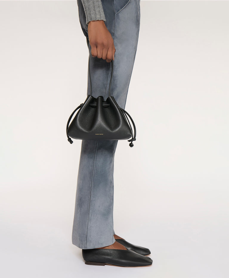 Drawstring Pouchette - Black on model 
