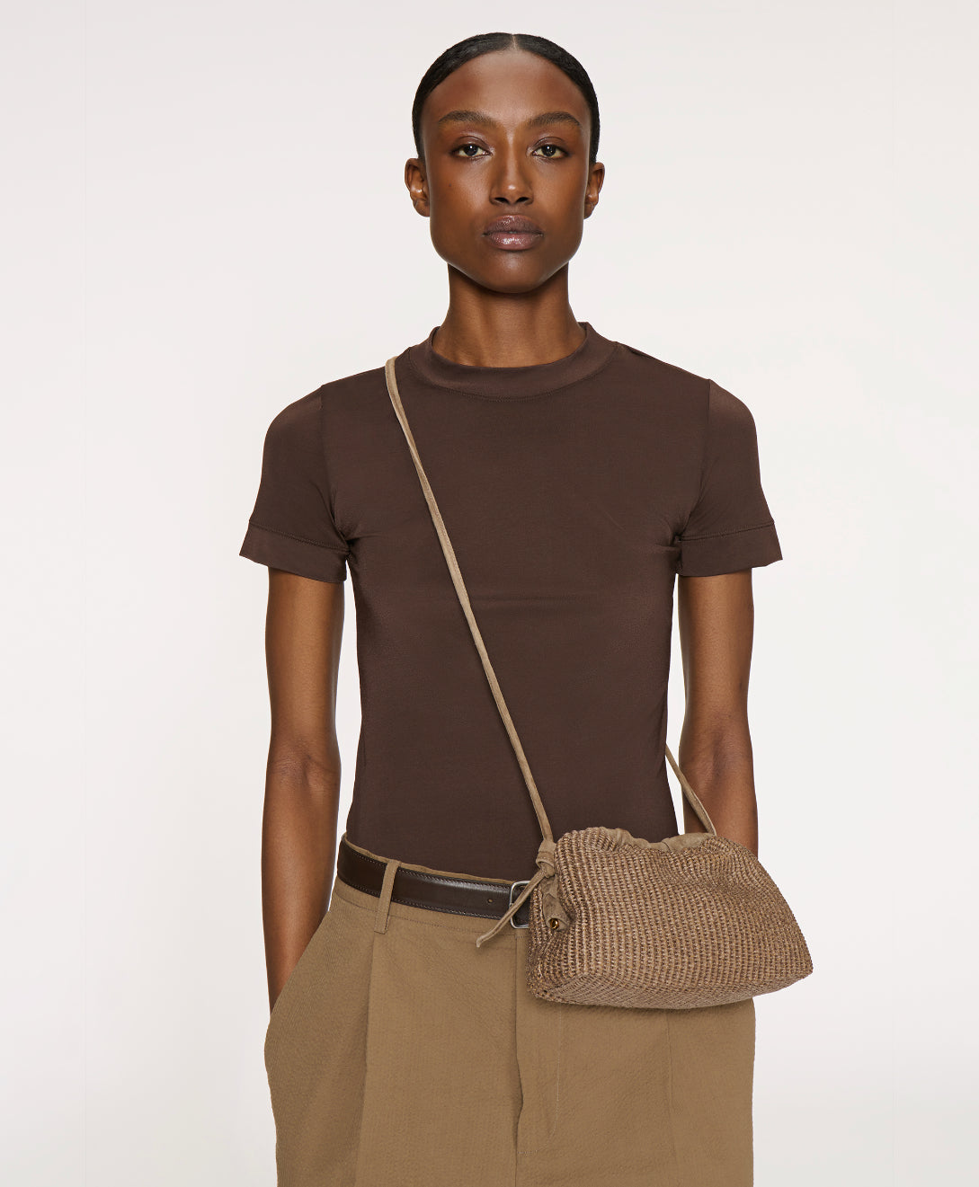 Mini Cloud Clutch - Anise Raffia/Anise Suede