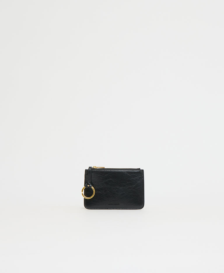 Keychain Zip Case - Crinkled Black
