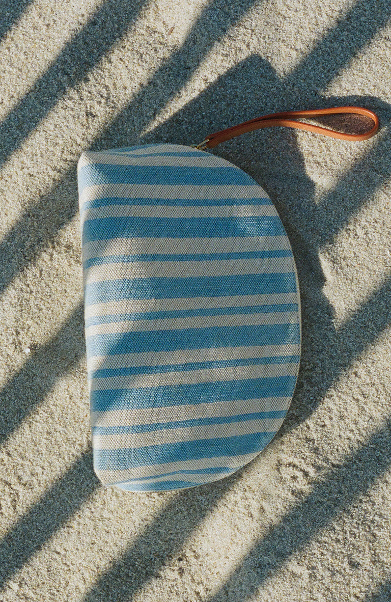 Limited Edition Bellezza Pouch - Baby Blue Stripe
