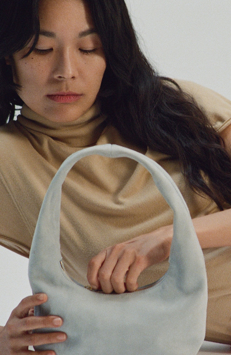 Mini Gnocchi Bag - Baby Blue Suede