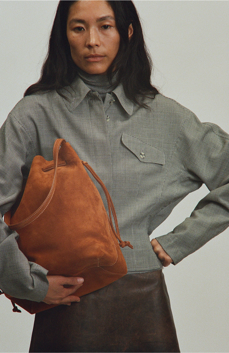 Drawstring Cabas - Saddle Suede