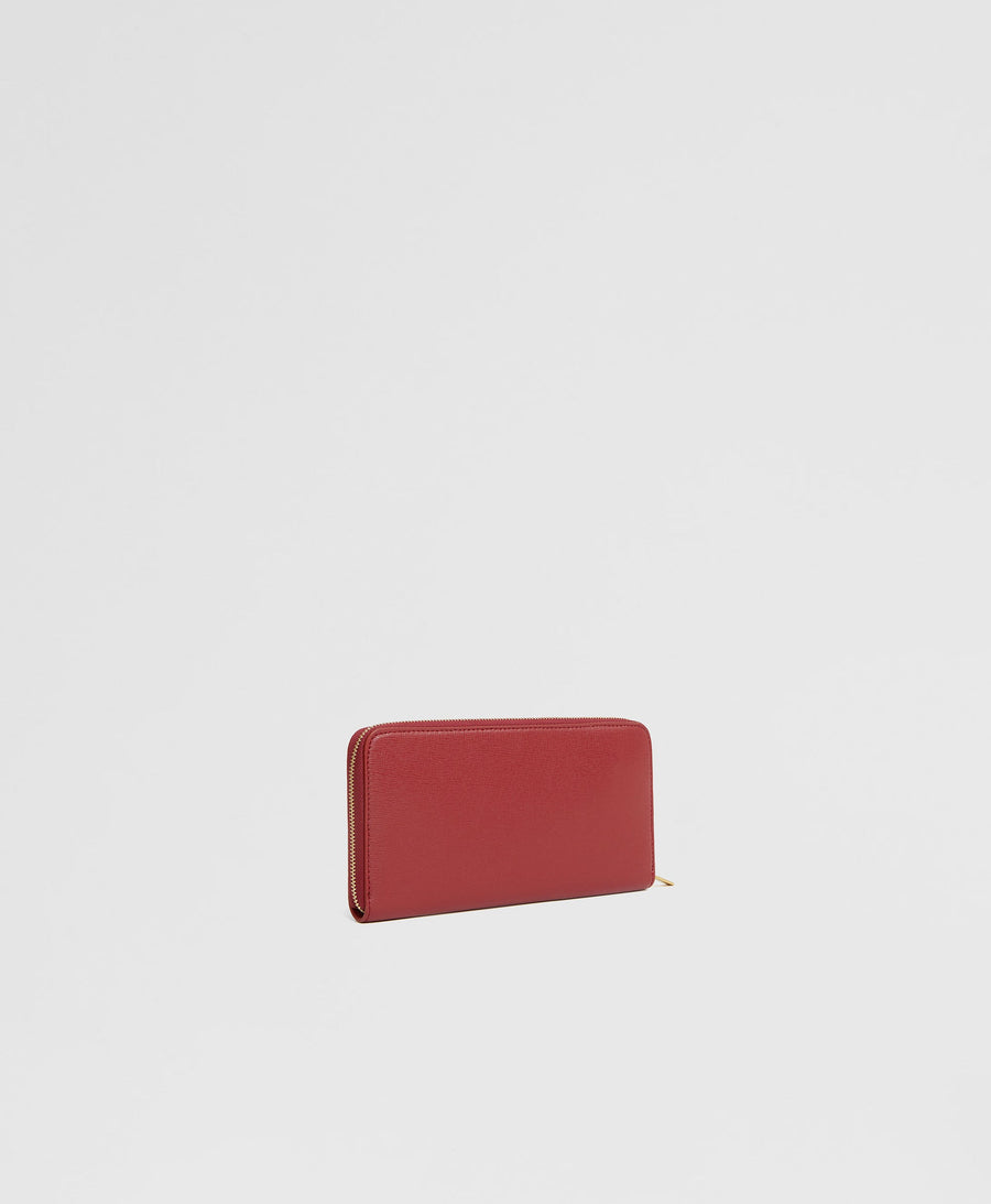 Two-toned leather wallet with wraparound zip