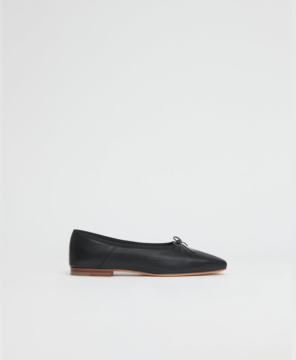 Square Toe Ballerina  -  Black